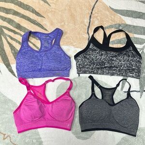 Aviva and danskin sports bras set of four.